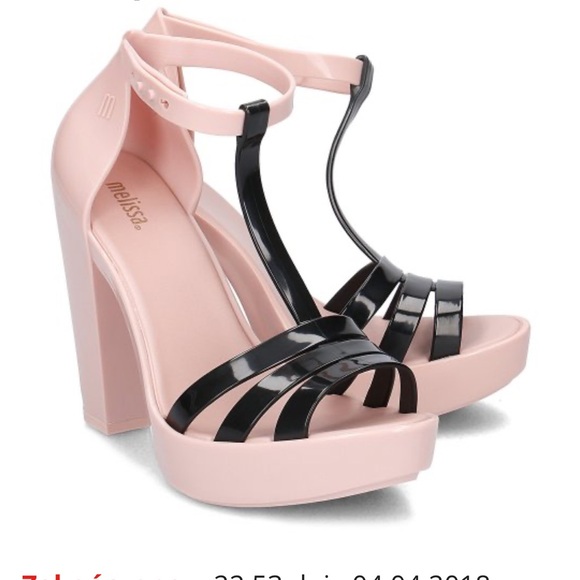 Melissa Shoes - Melissa dreamy sandal heels - nude pink and black strappy  size 8 Rare $170